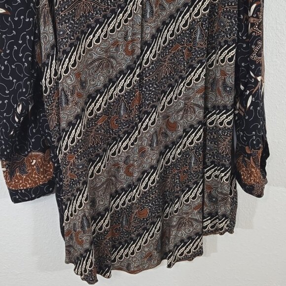 Vintage We Be Bop Brown/Black/Cream Beaded Floral Tribal Tunic/Dress, size 3X - Picture 11 of 12